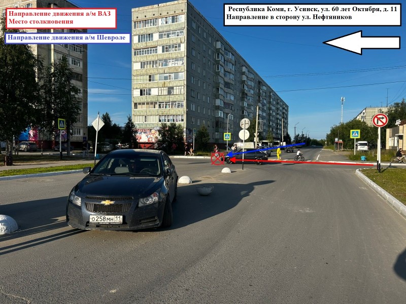 В Усинске ВАЗ не уступил дорогу Chevrolet, пострадал несовершеннолетний пассажир