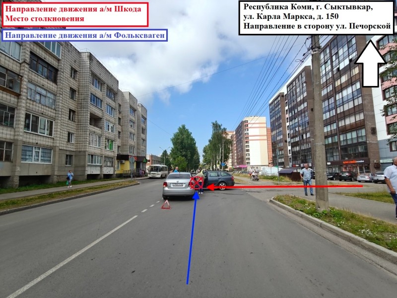 В Сыктывкаре после столкновения двух иномарок в больницу попала пожилая пассажирка