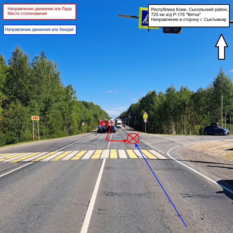 В Сысольском районе Lada столкнулась с Hyundai