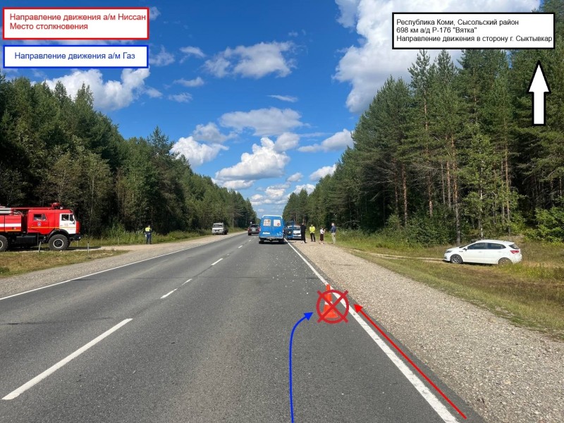 В Сысольском районе после столкновения с "Газелью" опрокинулся Nissan