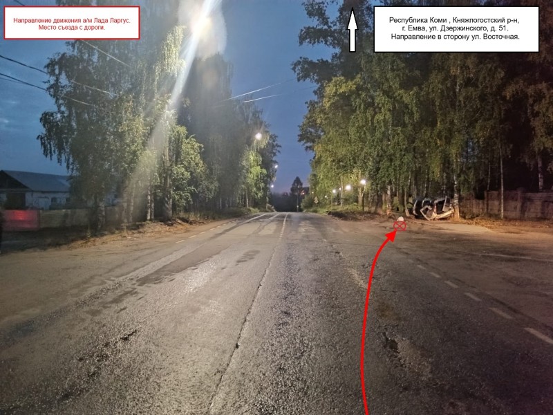 В Емве молодой водитель "Ларгуса" впечатался в столб и получил травмы