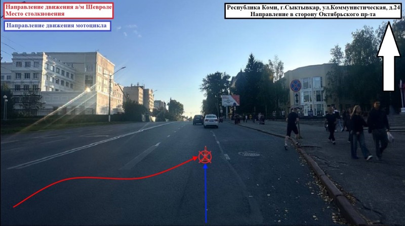 Chevrolet Lacetti подрезала байкера в Сыктывкаре 