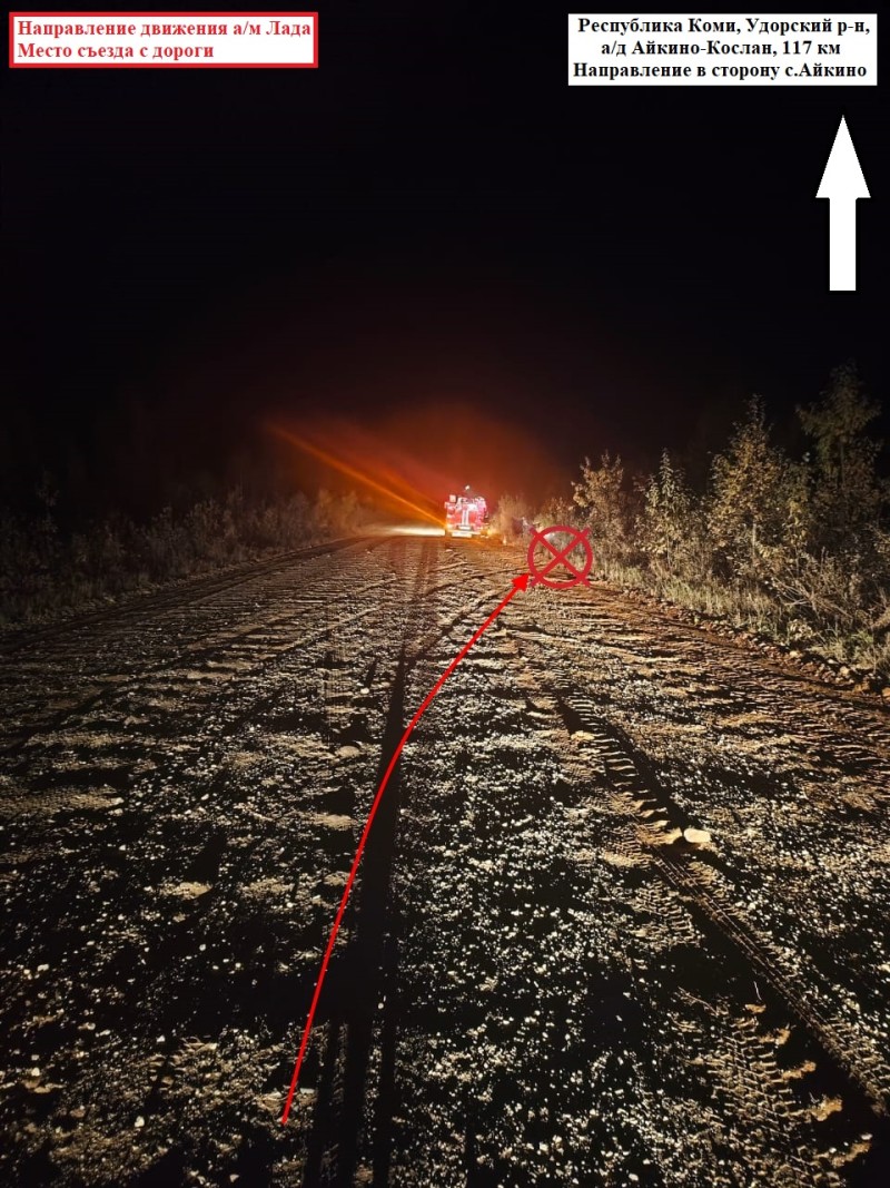 В Удорском районе LADA Granta улетела в кювет, три человека госпитализированы