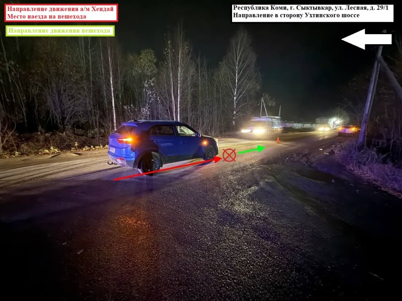 В Сыктывкаре водитель Hyundai сбил пешехода