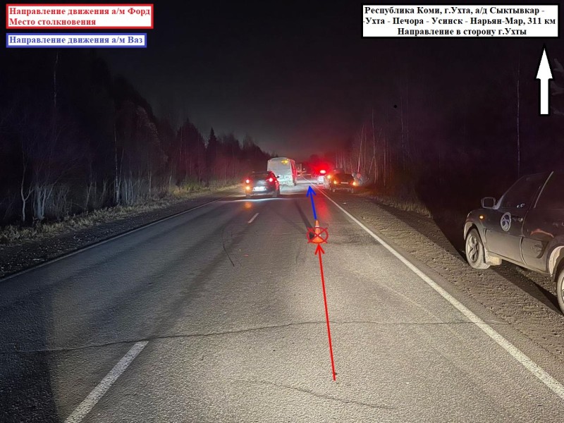 В Ухтинском районе водитель Ford врезался в "шестерку", есть пострадавший