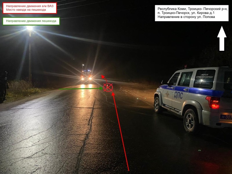 В Троицко-Печорске водитель получил права и сбил пешехода 