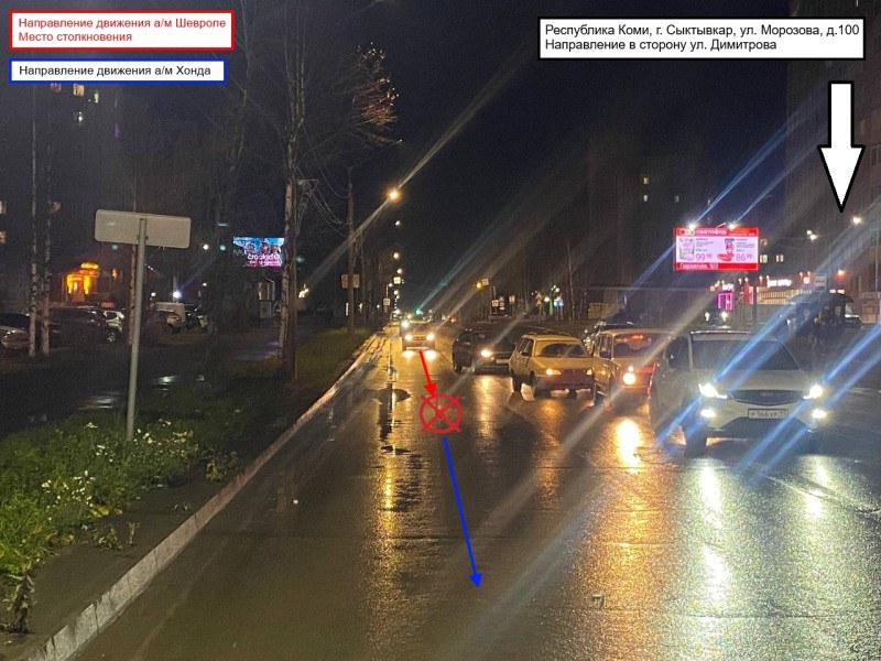 В Сыктывкаре пожилой лихач на Chevrolet догнал Honda