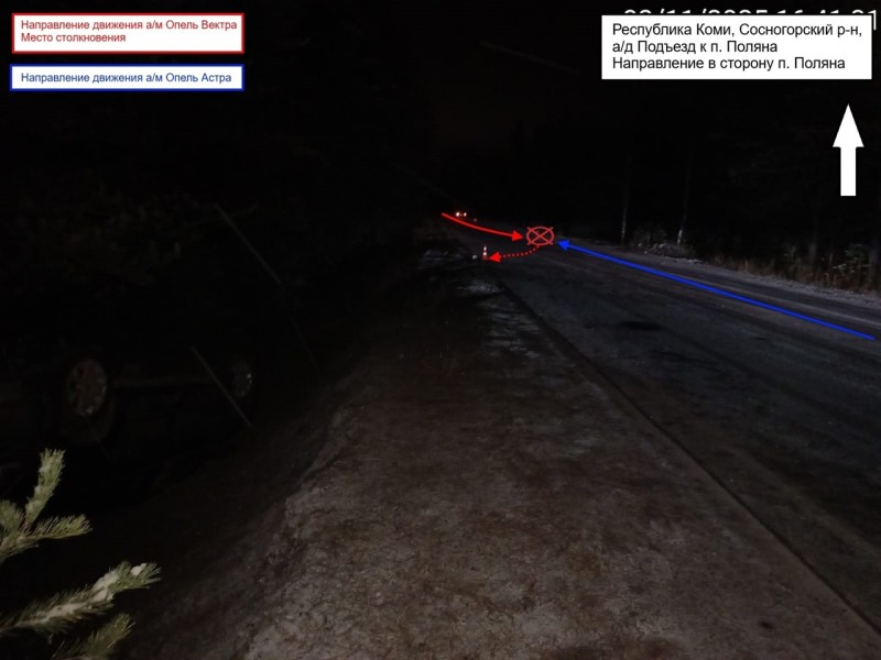 На дороге под Сосногорском не смогли разъехаться два "Опеля"