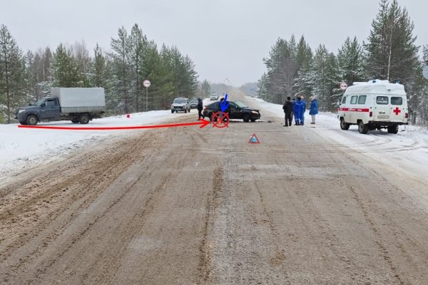 В Удорском районе грузовая машина не уступила дорогу Lada Granta, есть пострадавший