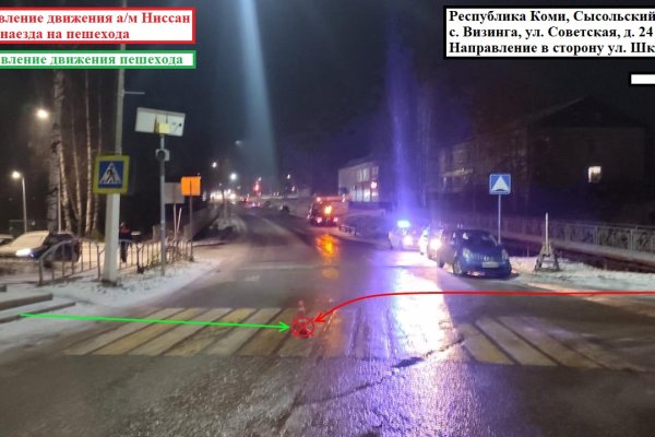 В Сысольском районе водитель Nissan сбила пожилого пешехода, его госпитализировали