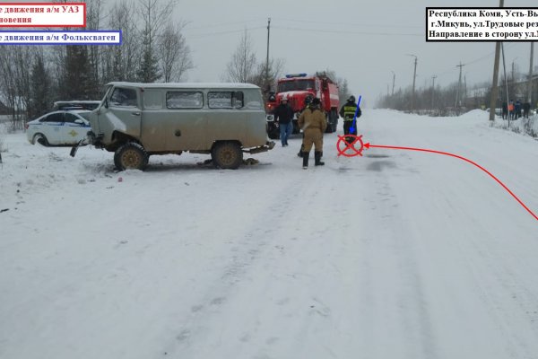 В Усть-Вымском районе УАЗ столкнулся с Volkswagen, пострадали четверо