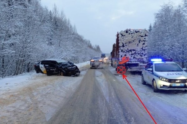 В Усть-Вымском районе таксист врезался в груженый прицеп, пассажирка получила травмы