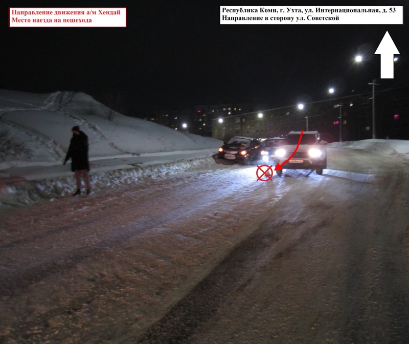 Смертельное ДТП в Ухте: водитель за рулем Hyundai сбила мужчину на проезжей части
