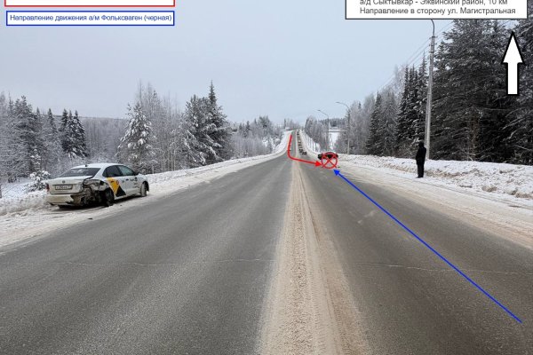 Столкновение Volkswagen под Сыктывкаром: таксист выехал на встречную полосу