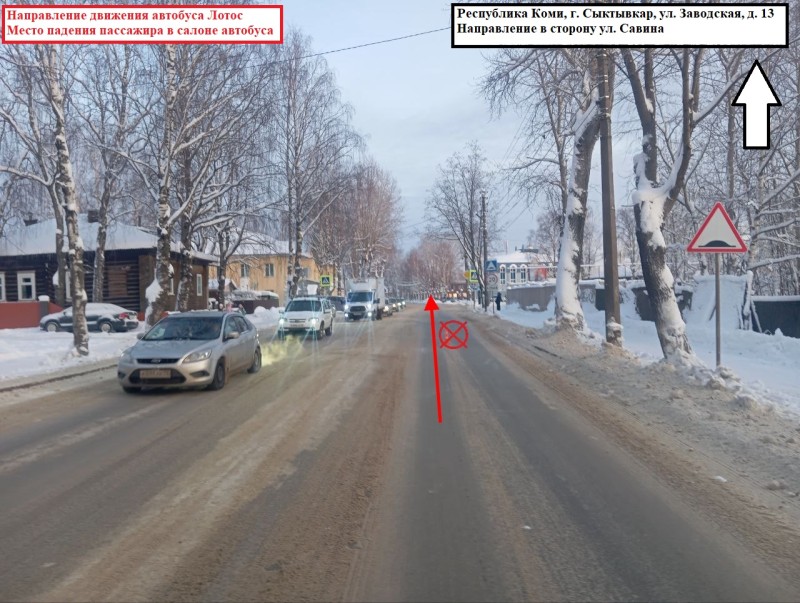 Под Сыктывкаром во время торможения автобуса пассажирка получила перелом плеча