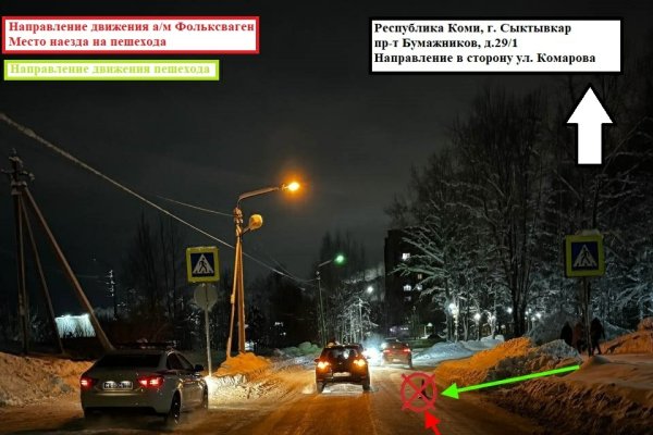 В Сыктывкаре под колеса Volkswagen попала 57-летняя женщина