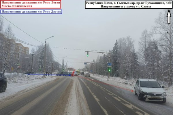 Две Renault не поделили дорогу в Эжве из-за начинающего водителя 