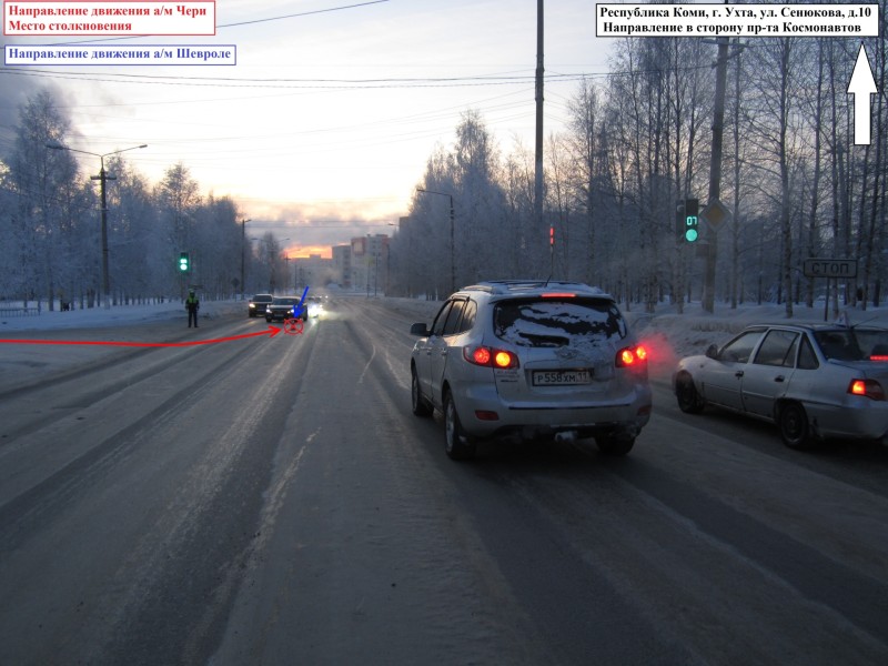 В Ухте на перекрестке не разъехались Chery и Chevrolet