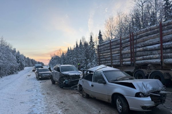 Шесть машин столкнулись в Сысольском районе Коми 