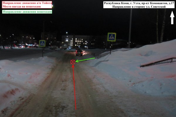 В Ухте водитель Toyota сбил двух детей, съехавших с горки на проезжую часть дороги