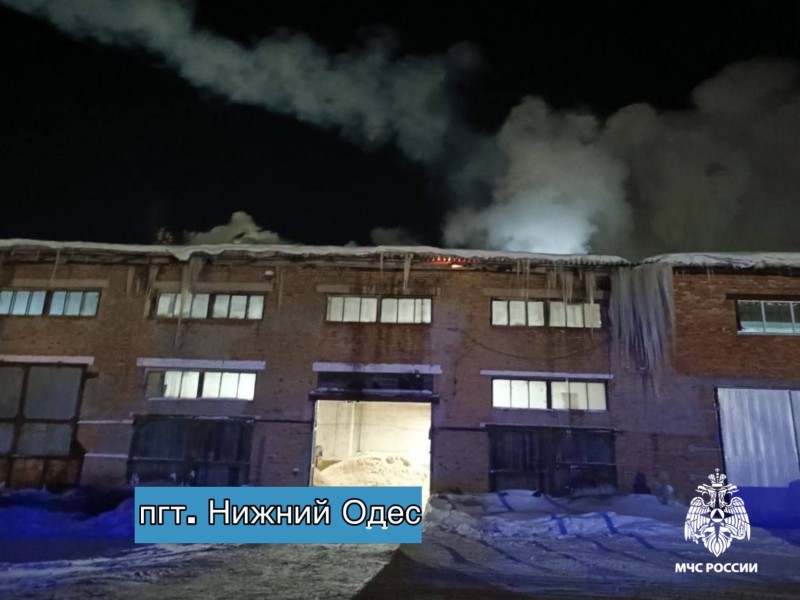 В гараже в поселке Нижний Одес потушили пожар на площади 200 квадратных метров